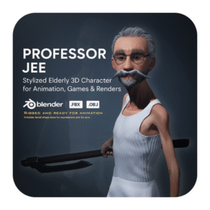 🧠 Professor Jee – Stylized Elderly 3D Character