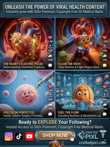 "3D animated apple character dressed as a medical professional holding a shield, standing inside a red blood vessel to fight plaque."